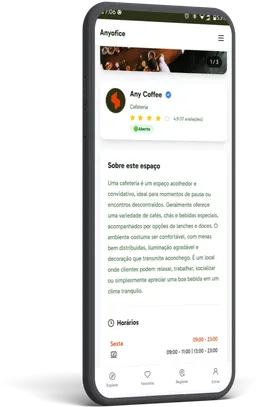 Página de um local no app da Anyofice
